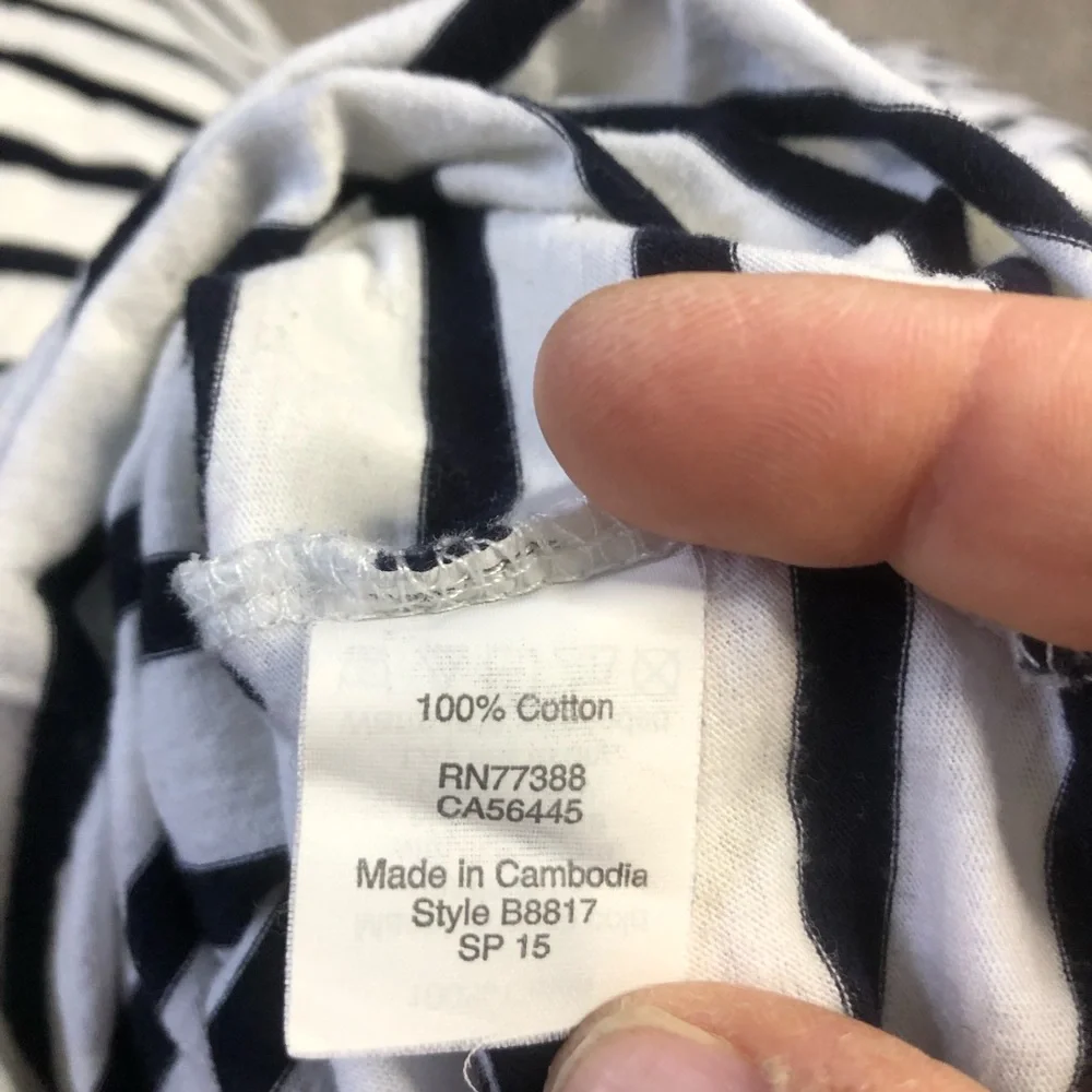 J. Crew Tshirt Small Black White Striped Side Slit Magic Giant Shirt Nautical